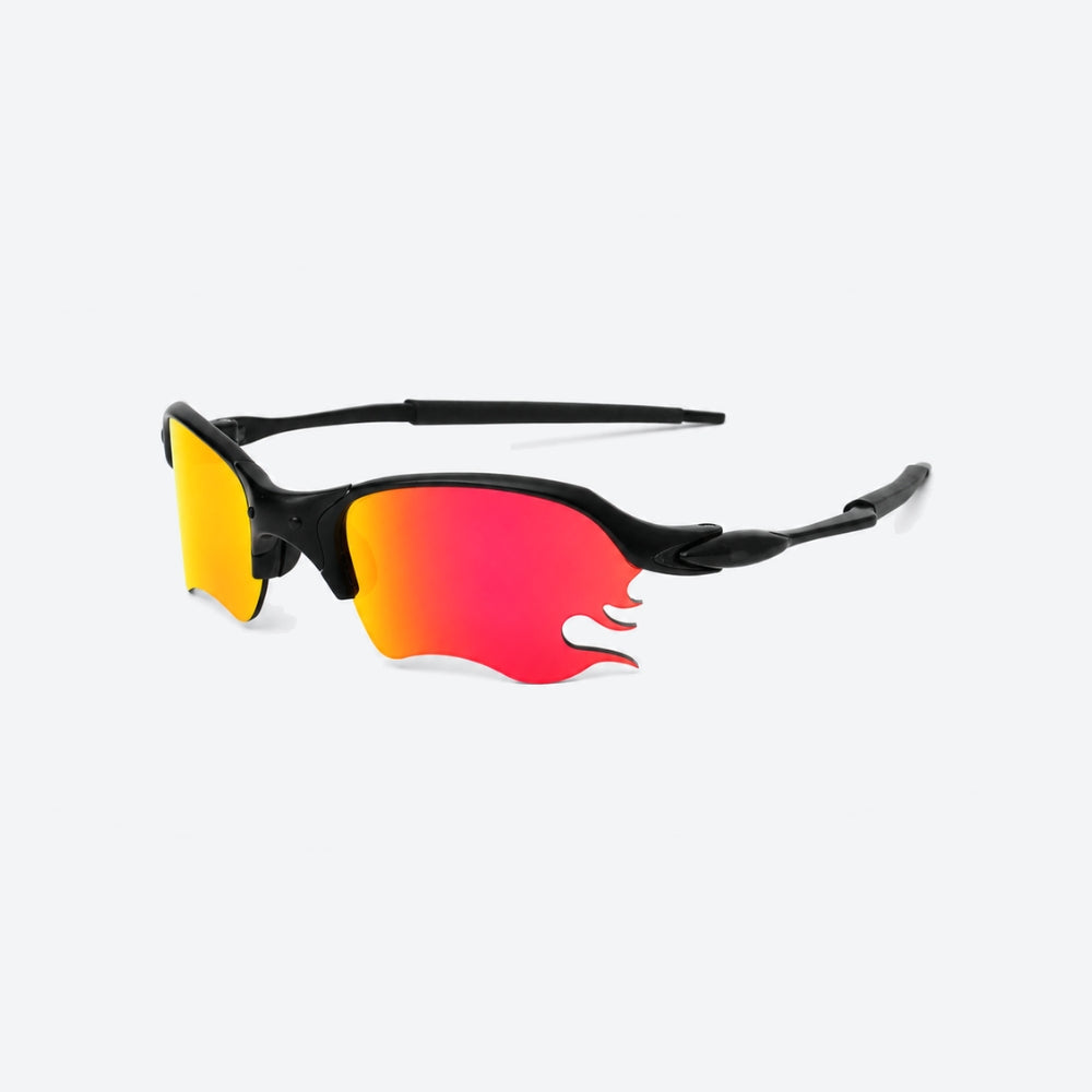 VYSER Black sunglasses with redlenses on a white background