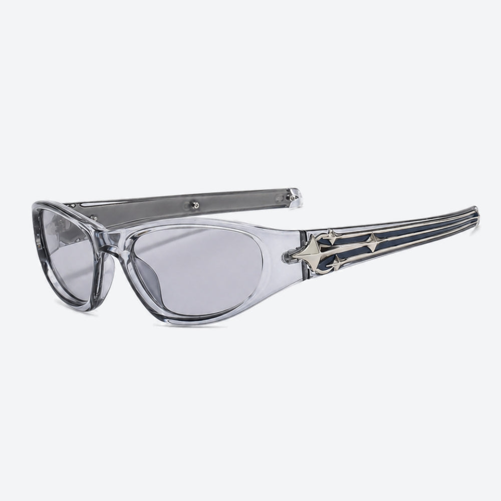 VYSER Sunglasses with clear lenses and decorative frame on a white background