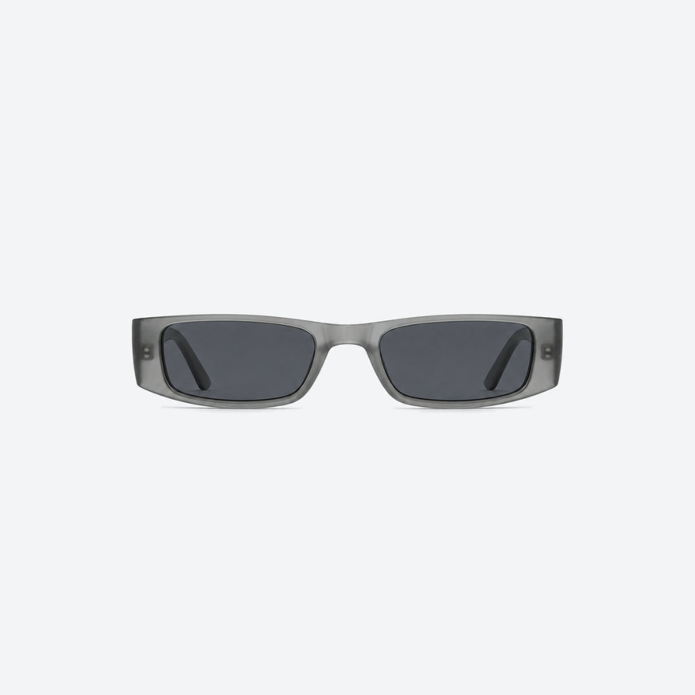VYSER silver transaprent frame sunglasses on a white background