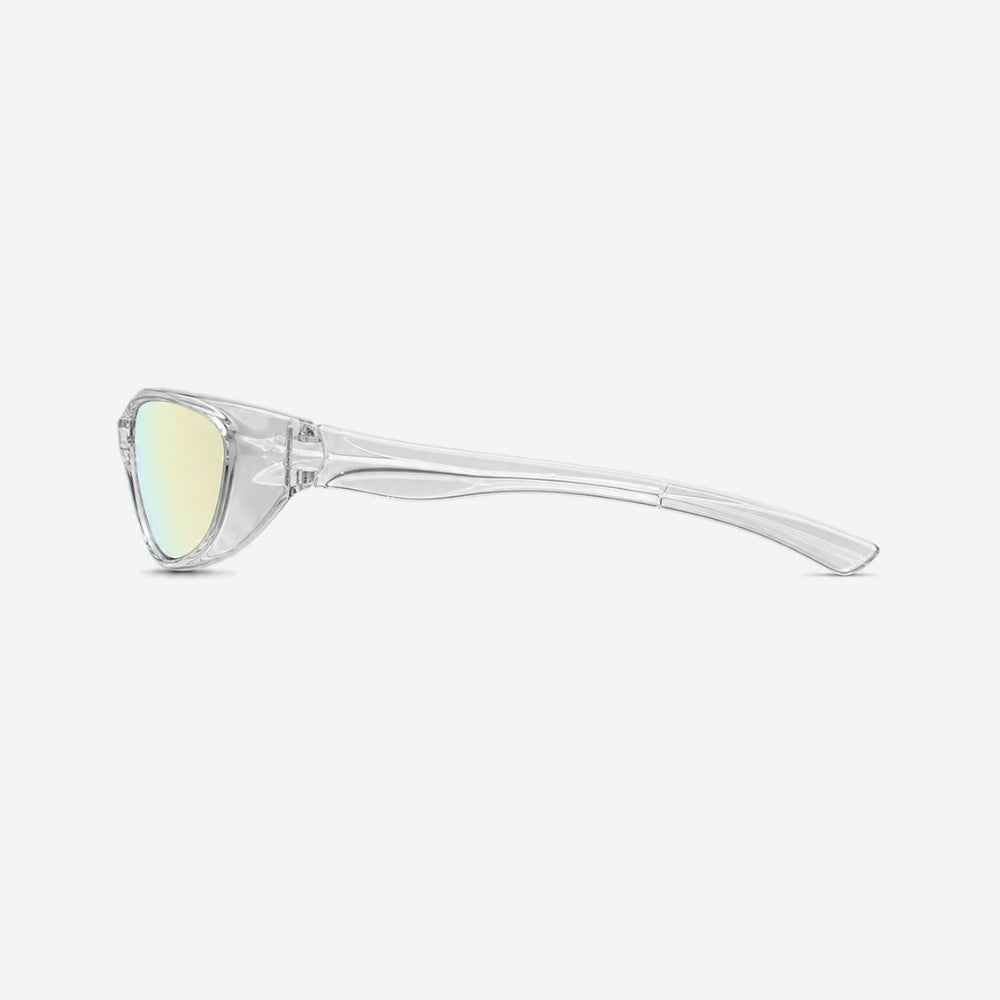 VYSER Clear sunglasses with multicolored lenses on a white background