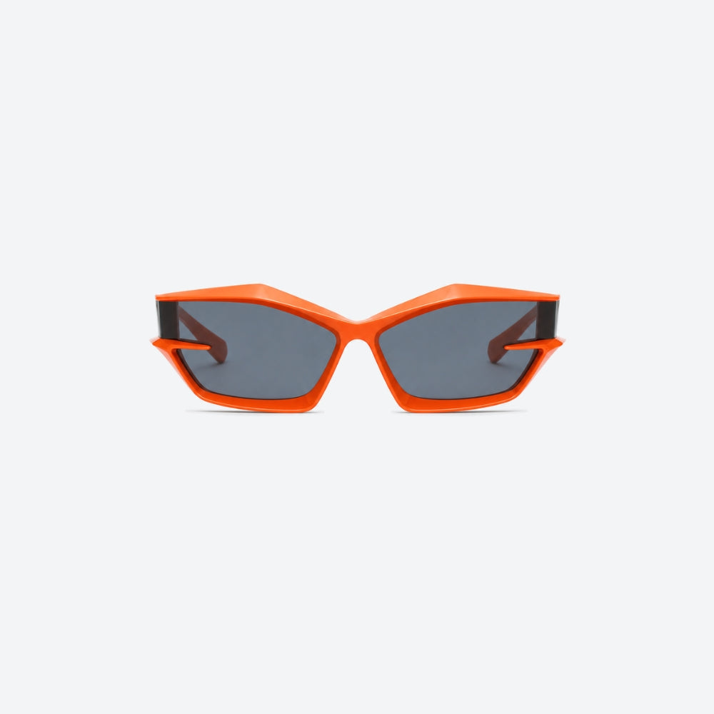 VYSER Orange sunglasses with dark lenses on a white background