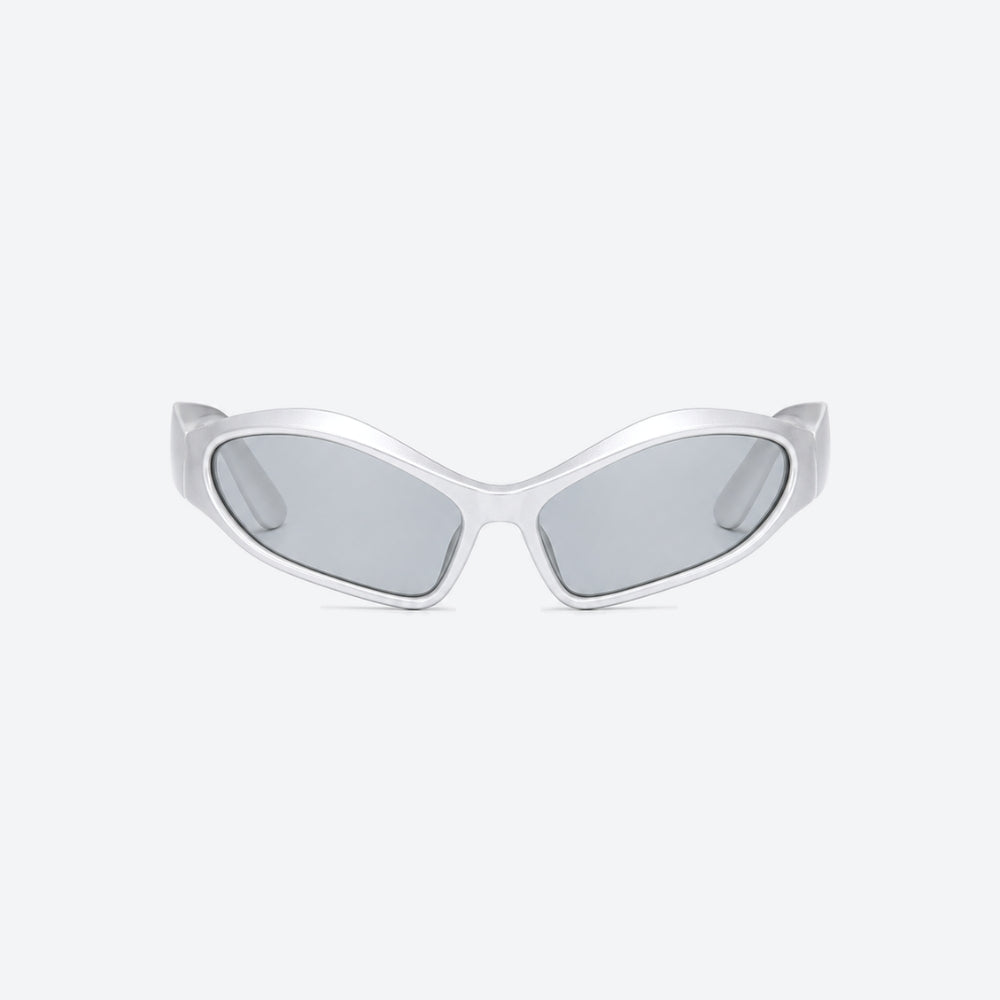 VYSER White cat-eye sunglasses on a light gray background