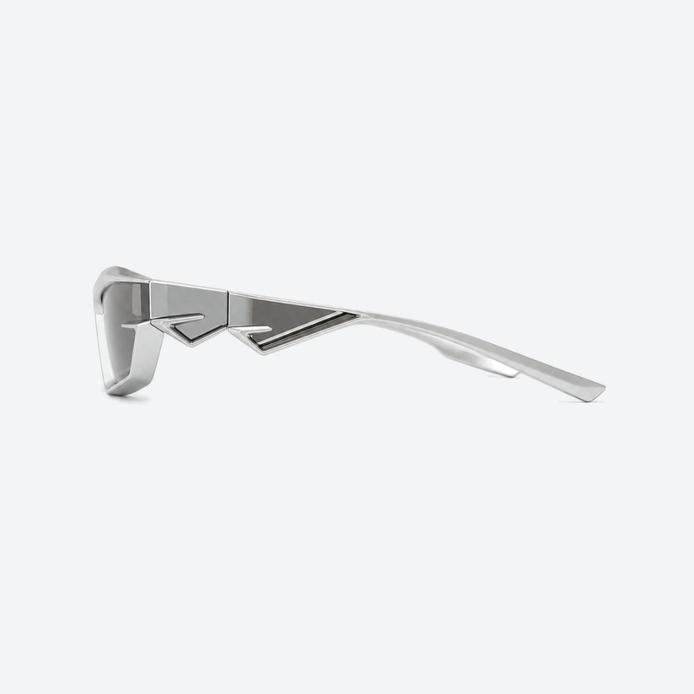 VYSER Silver sunglasses with a clear frame on a white background