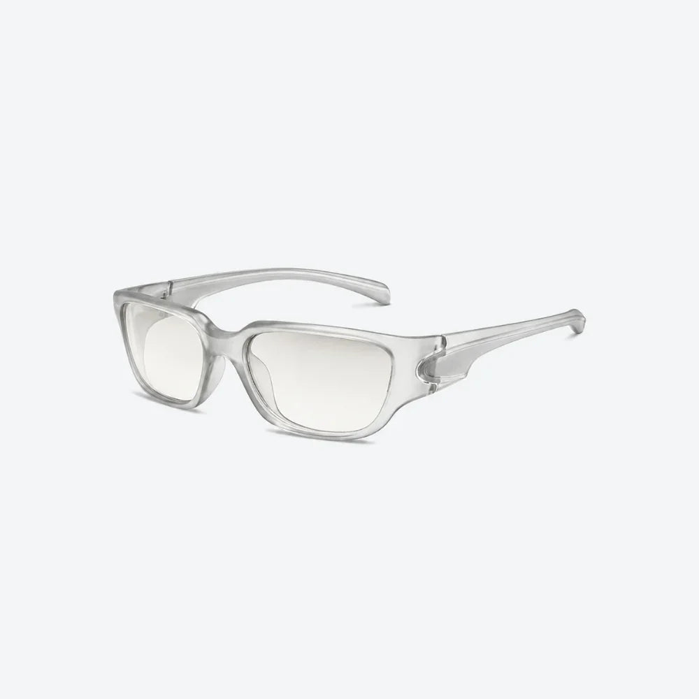 VYSER clear acetate rectangular eyeglasses with minimalist streetwear style and sleek modern frame.