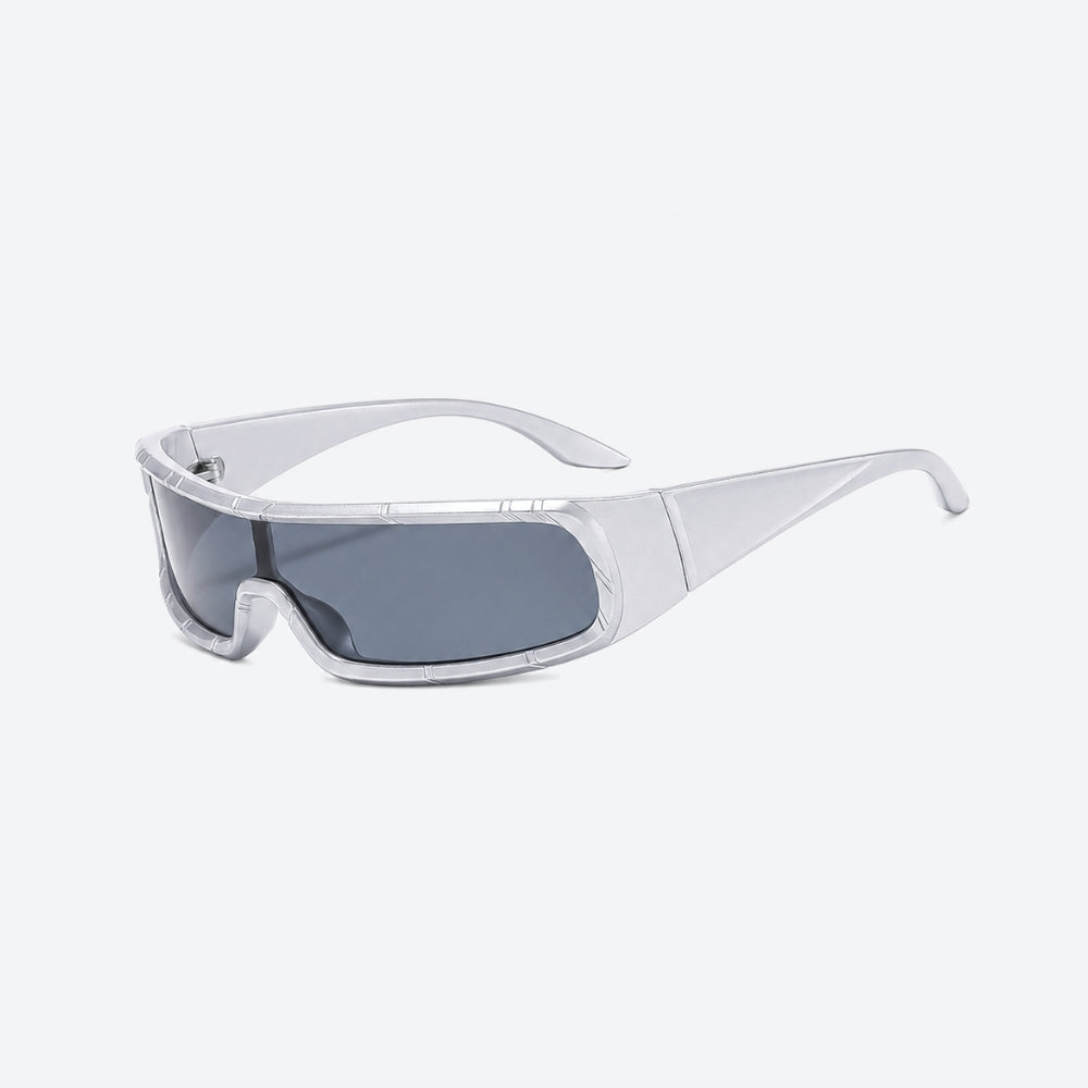 VYSER White sunglasses with dark lenses on a white background