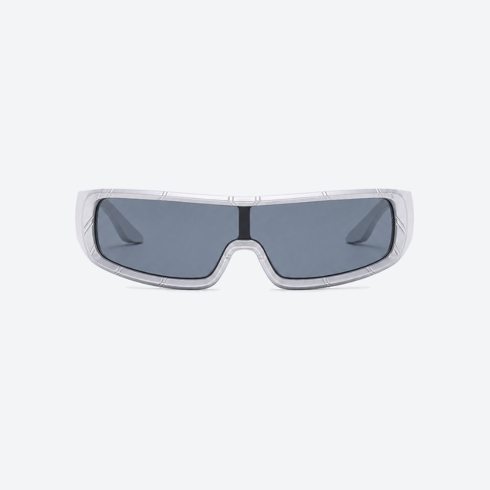 VYSER White sunglasses with dark lenses on a white background