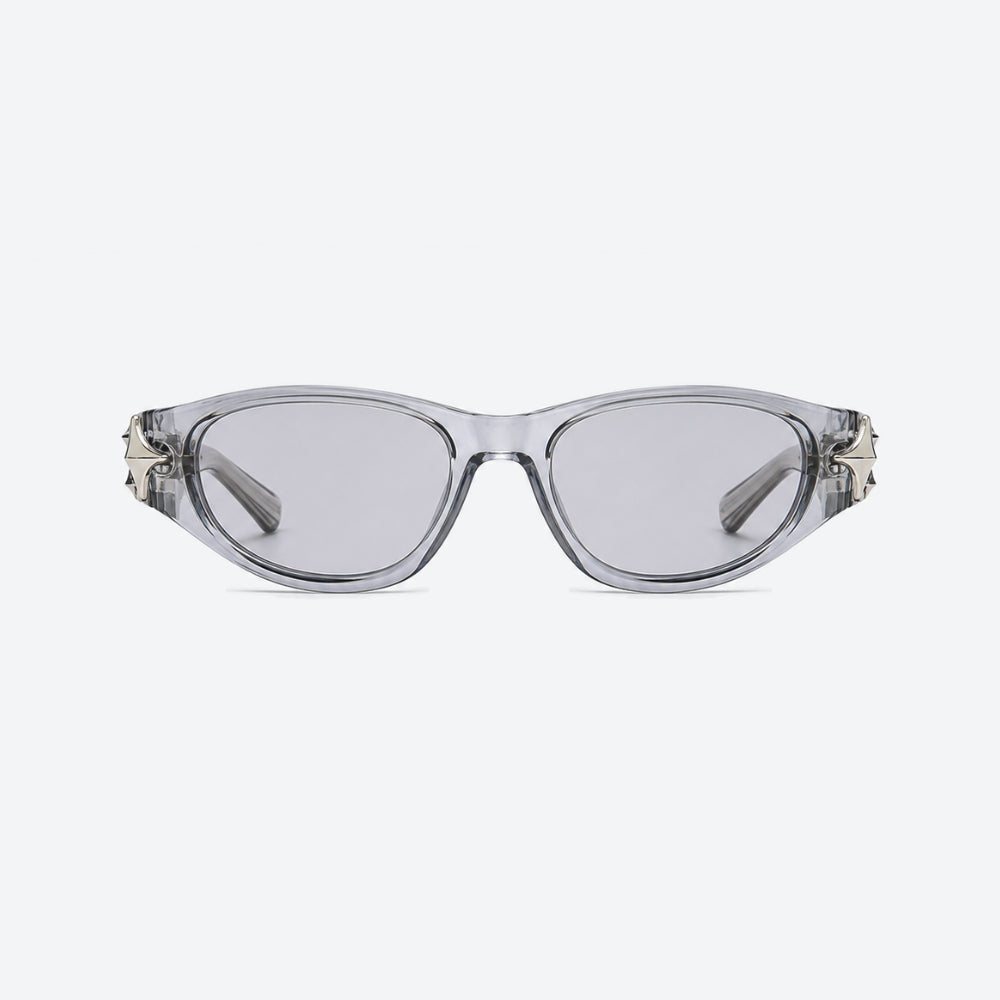 VYSER Sunglasses with clear lenses and decorative frame on a white background