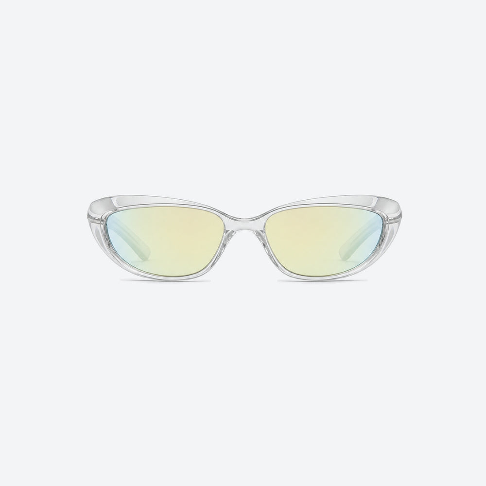 VYSER Clear sunglasses with multicolored lenses on a white background