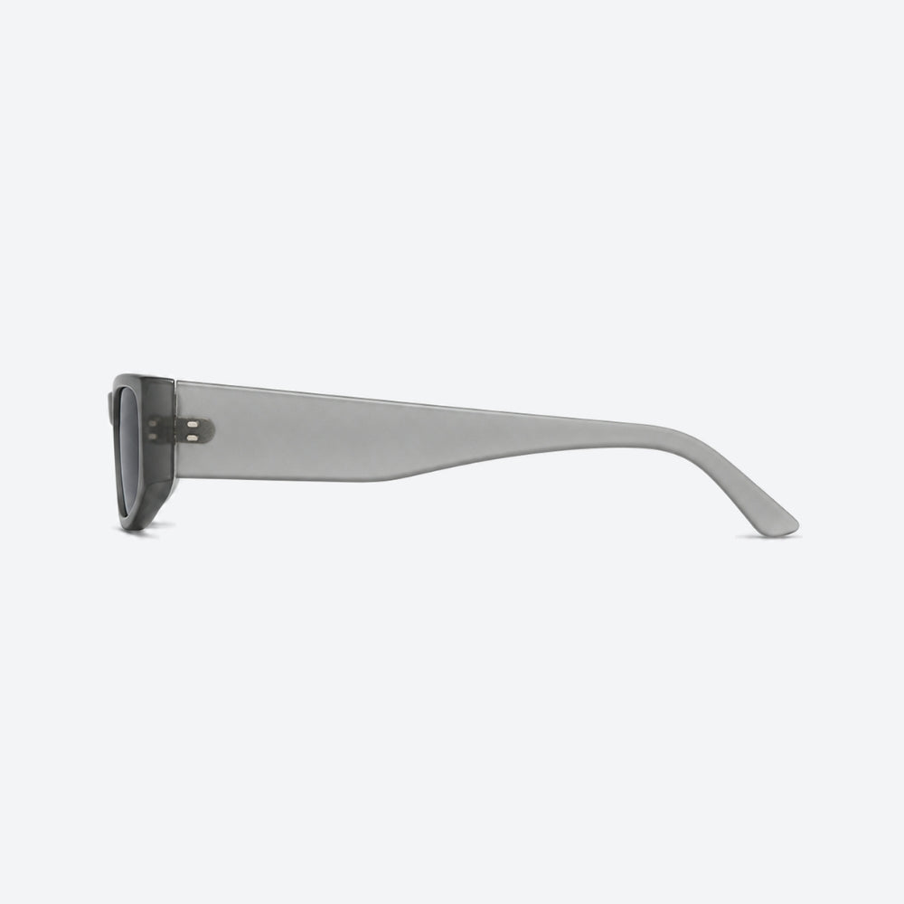 VYSER silver transaprent frame sunglasses on a white background