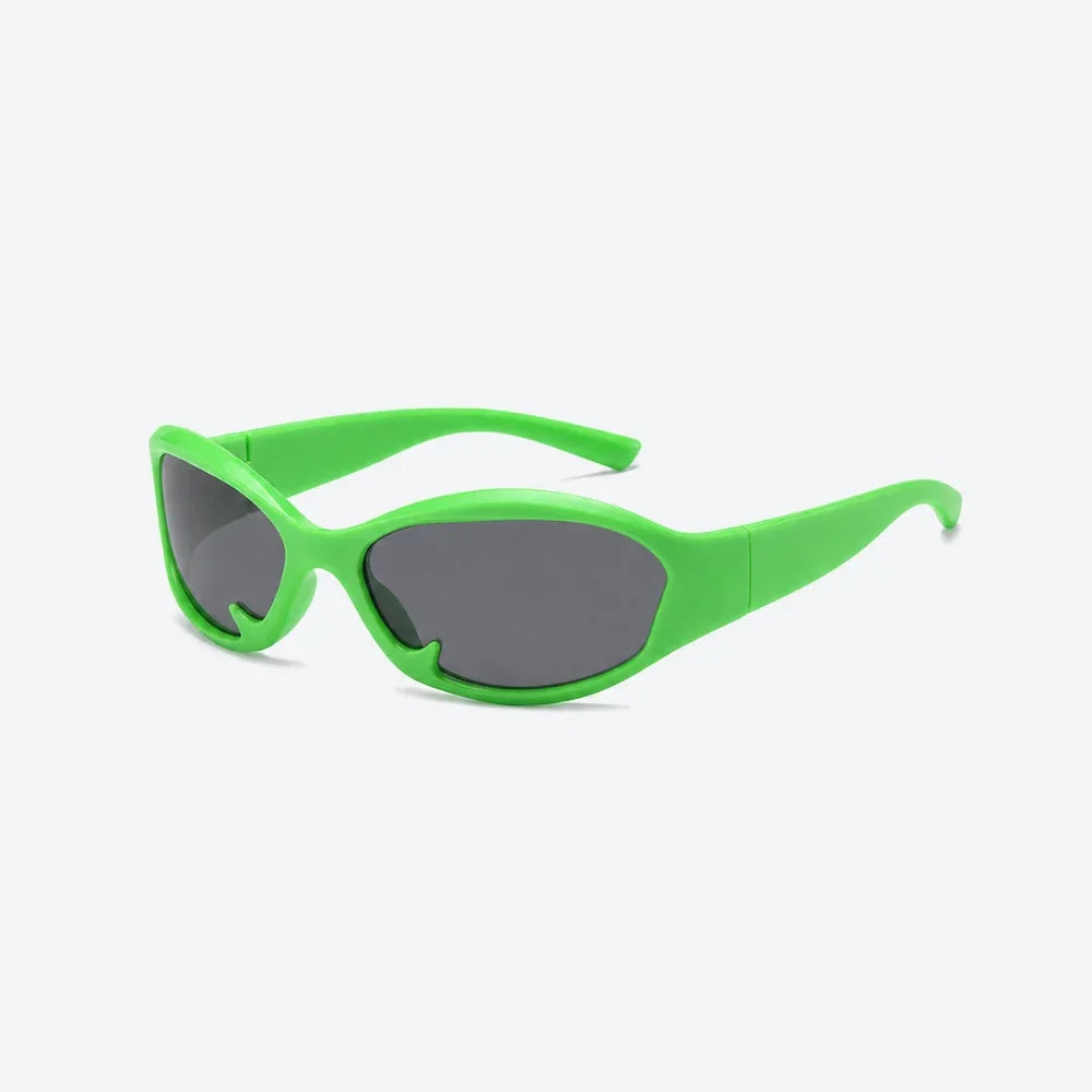 VYSER neon green retro sunglasses with dark lenses, bold streetwear style for sunny days.
