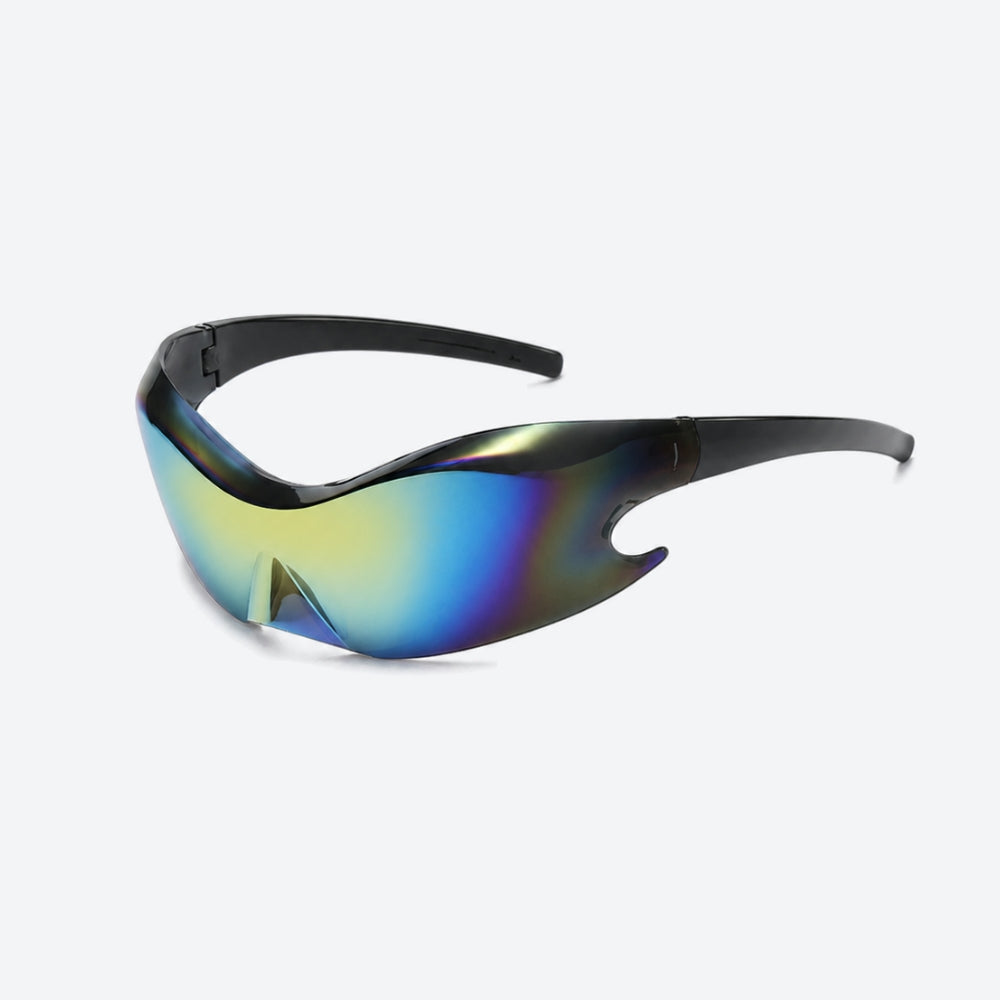 VYSER Sunglasses with reflective blue and green lenses on a white background