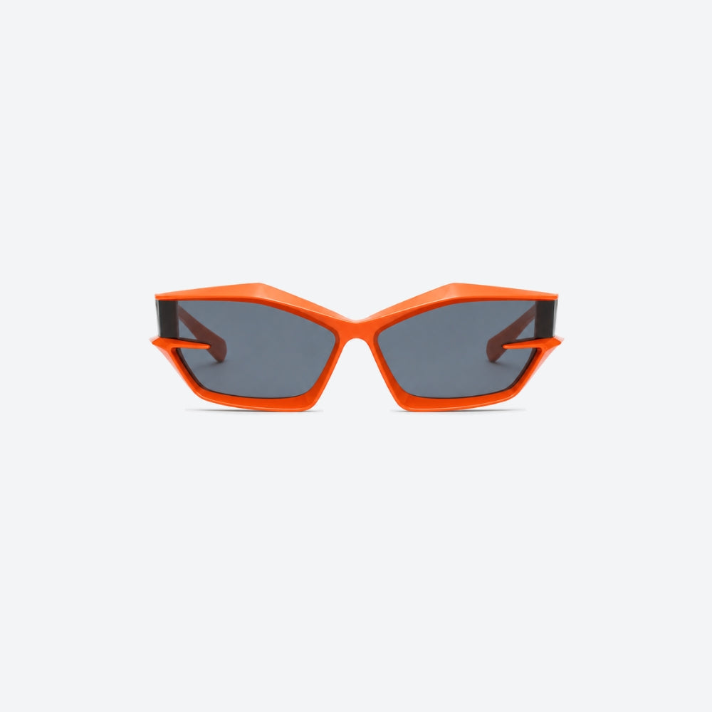 VYSER Orange sunglasses with dark lenses on a white background