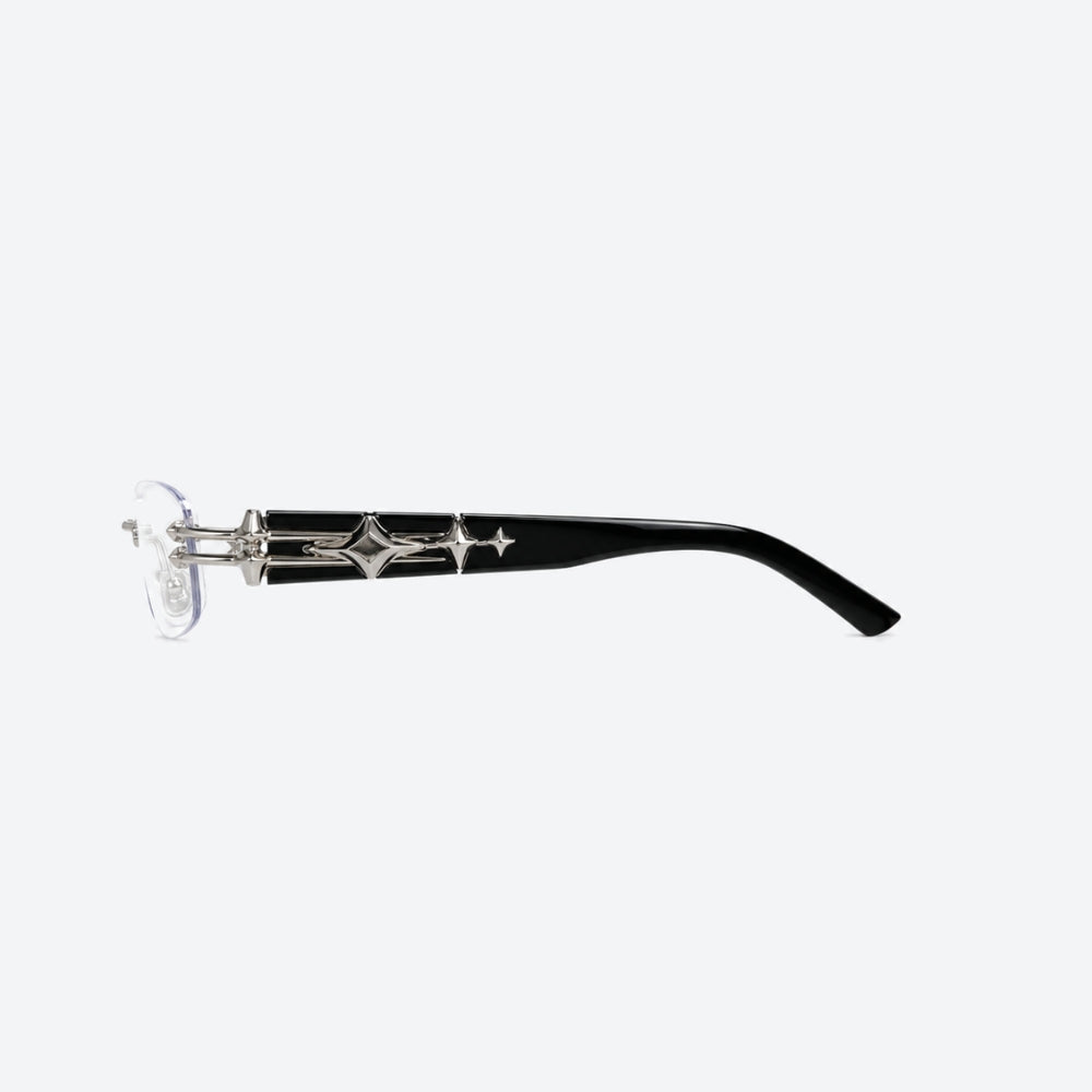 VYSER Black with transparent lens a white background