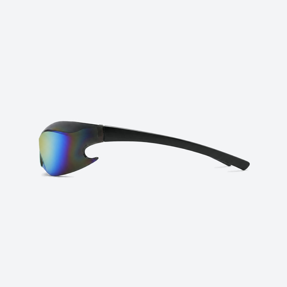 VYSER Sunglasses with reflective blue and green lenses on a white background
