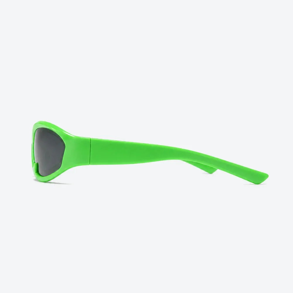 VYSER neon green retro sunglasses with dark lenses, bold streetwear style for sunny days.