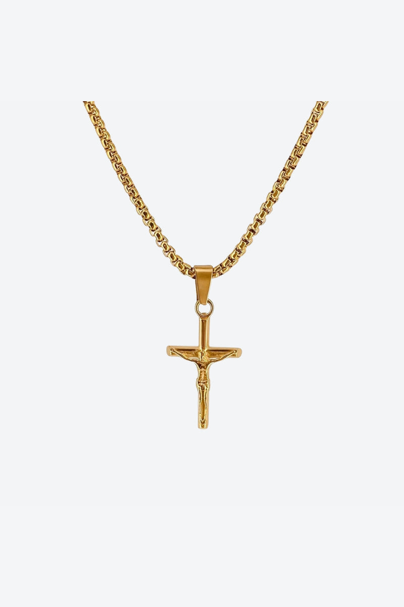 Jezus Krzyż Box Łańcuszek (2.5mm) - ZŁOTY