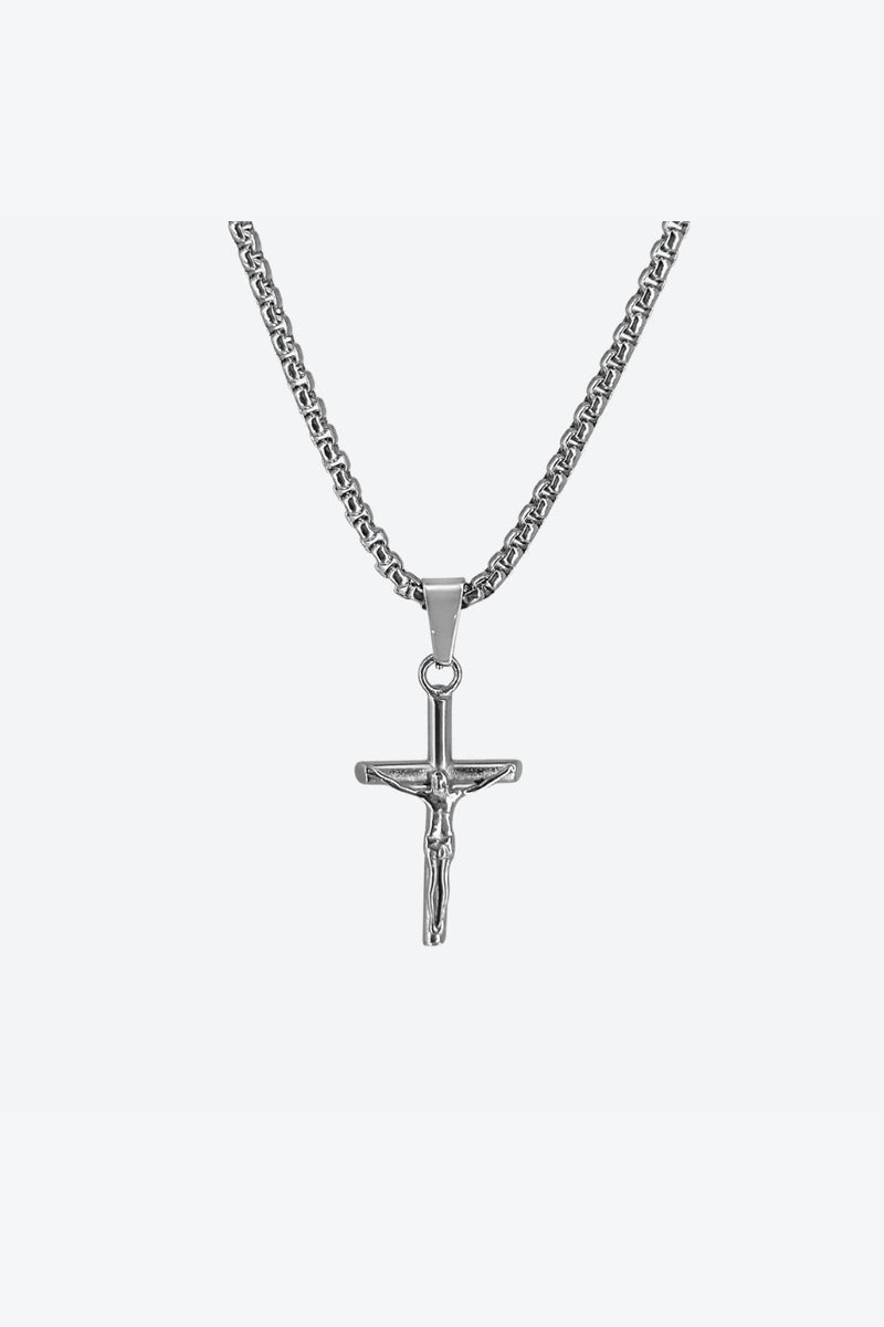 Jezus Krzyż Box Łańcuszek (2.5mm) - SREBRNY