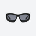 VYSER Black sunglasses with dark lenses on a white background