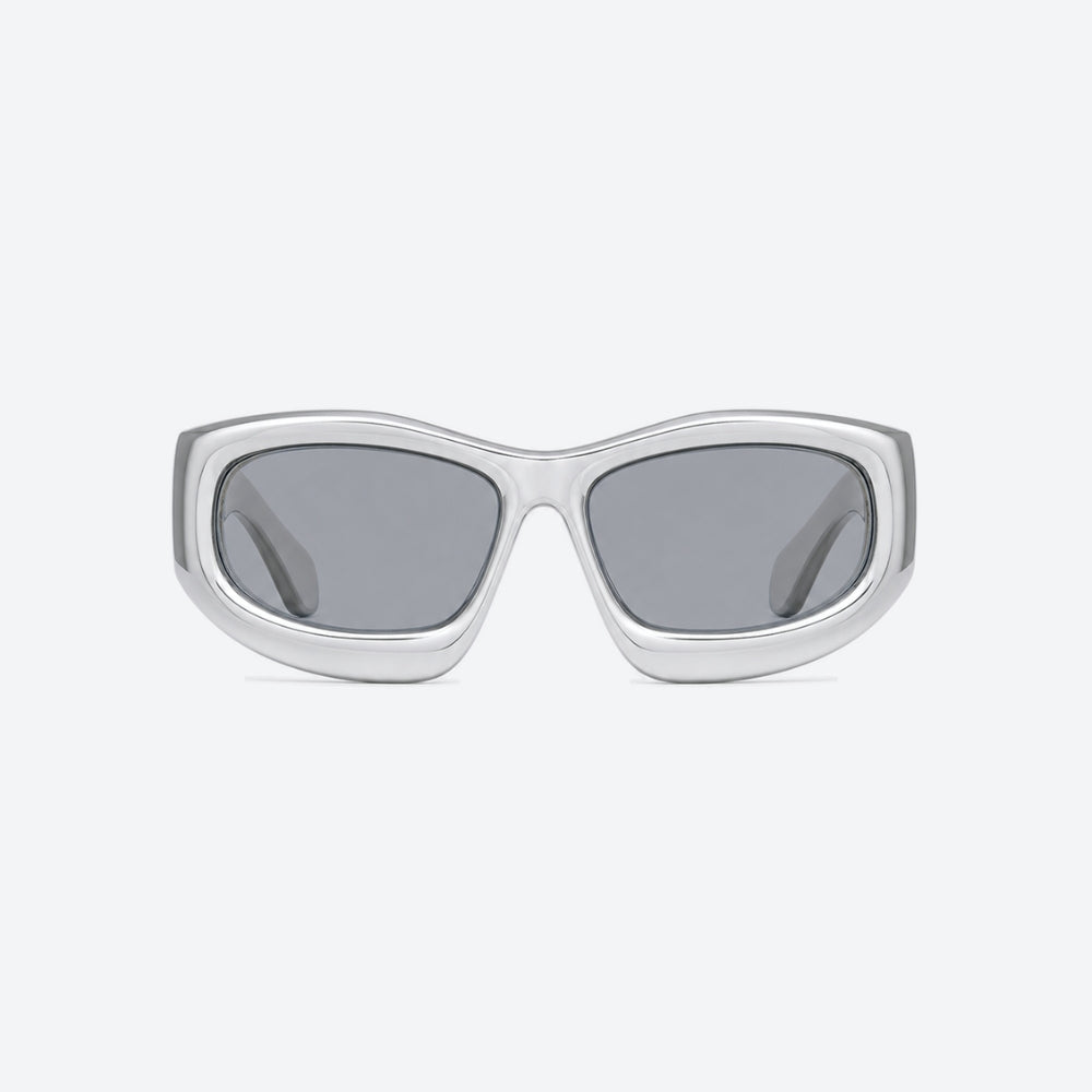 VYSER White sunglasses with gray lenses on a white background
