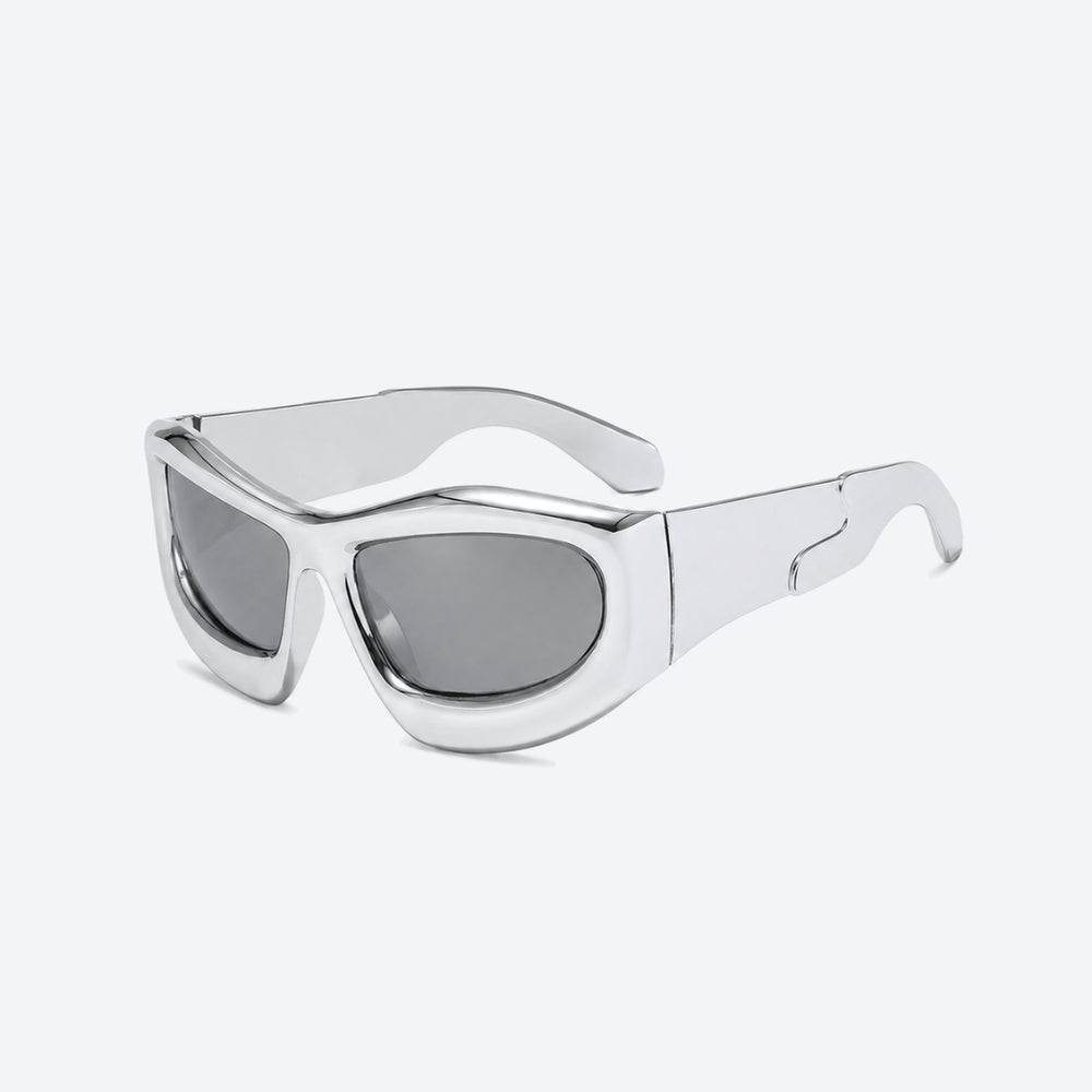 VYSER White sunglasses with gray lenses on a white background