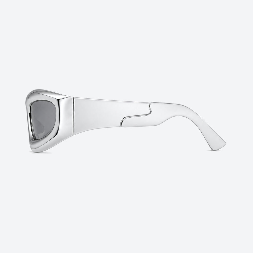 VYSER White sunglasses with gray lenses on a white background