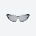 VYSER Silver sunglasses with black frame on a white background