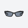 VYSER Black sunglasses with unique frame design on a white background