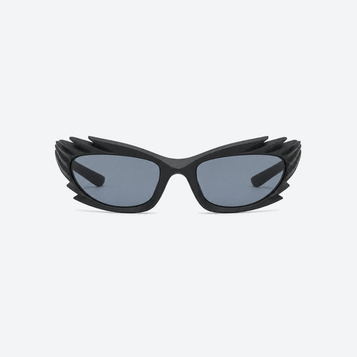VYSER Black sunglasses with unique frame design on a white background