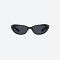 VYSER Black sunglasses with dark lenses on a white background