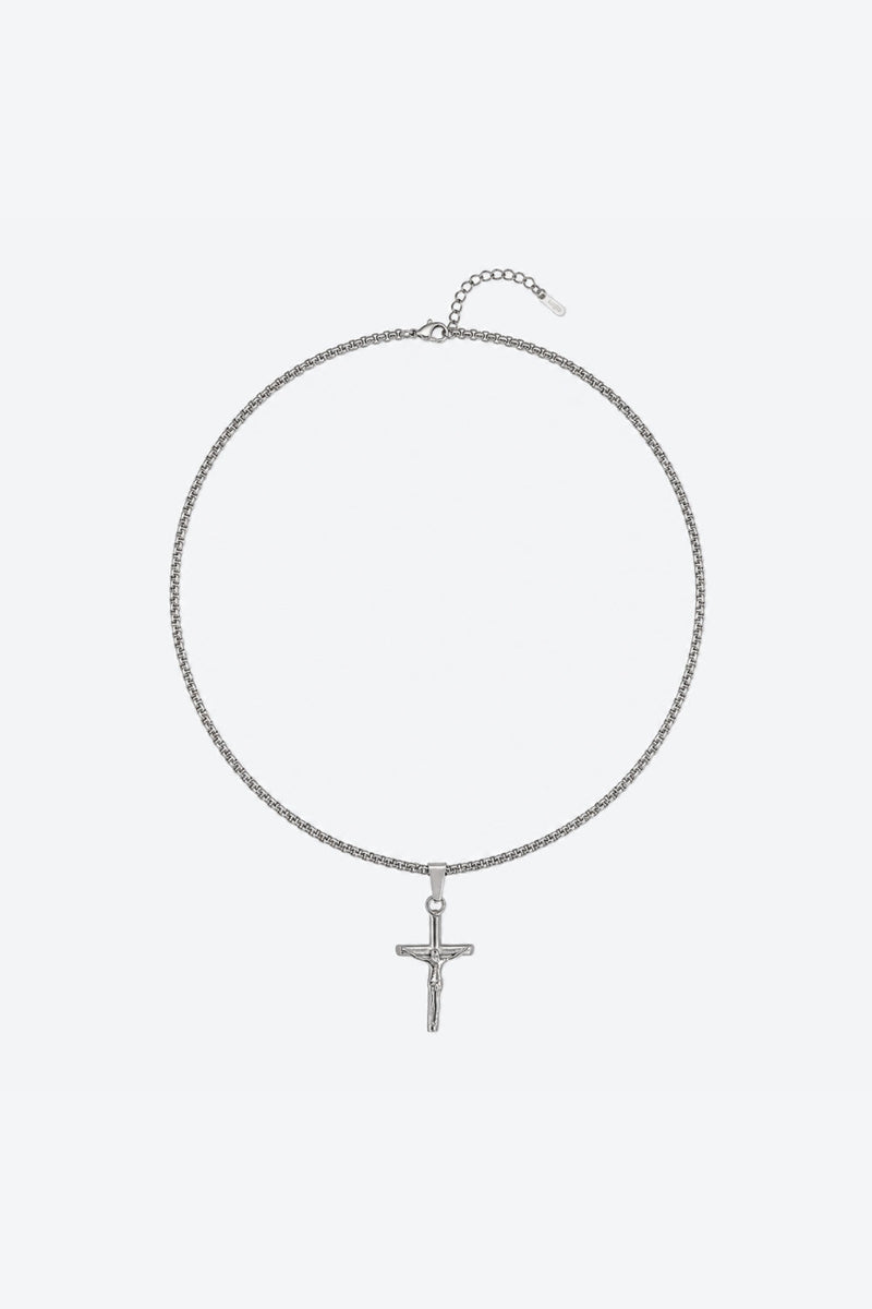 Jezus Krzyż Box Łańcuszek (2.5mm) - SREBRNY