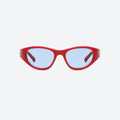 VYSER Red sunglasses with a decorative arm on a white background