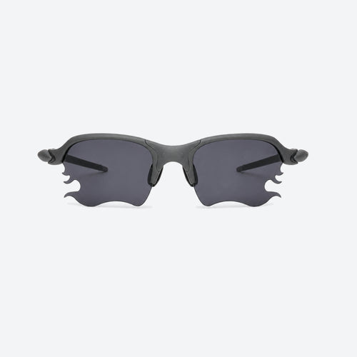 VYSER Black sunglasses with dark lenses on a white background