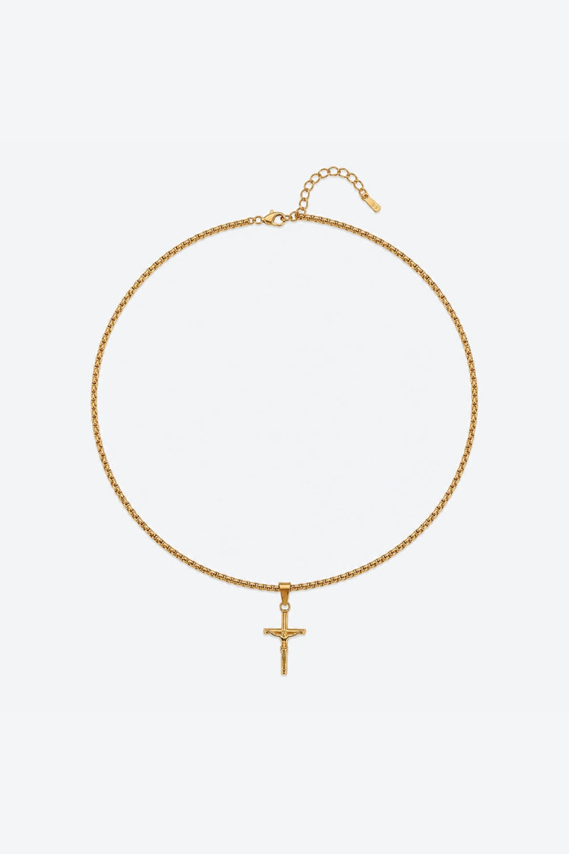 Jezus Krzyż Box Łańcuszek (2.5mm) - ZŁOTY