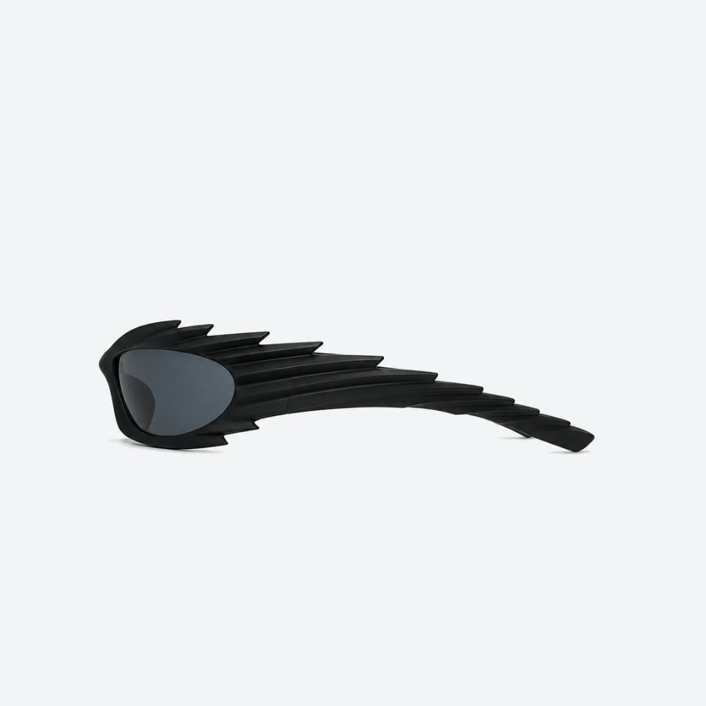 VYSER Black sunglasses with unique frame design on a white background
