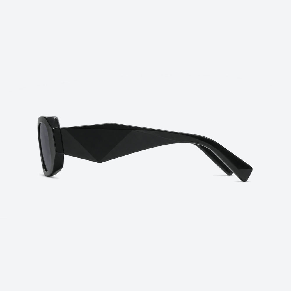 VYSER Black sunglasses with a white background