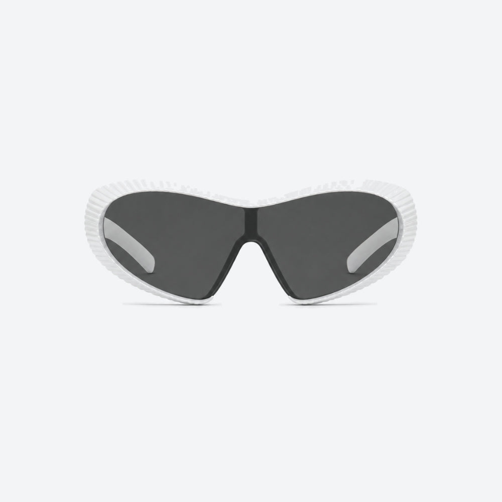VYSER white Sunglasses with hexagonal lenses on a white background