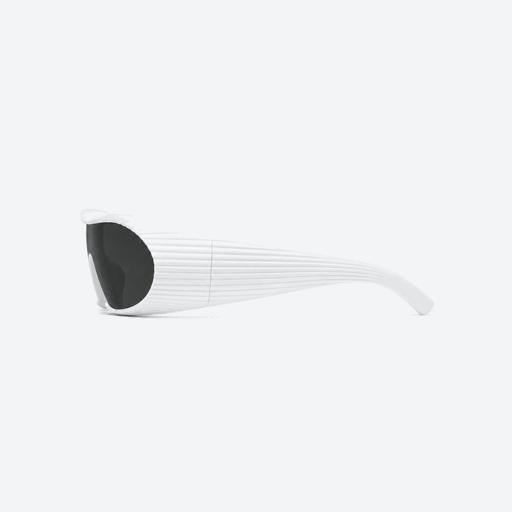 VYSER white Sunglasses with hexagonal lenses on a white background